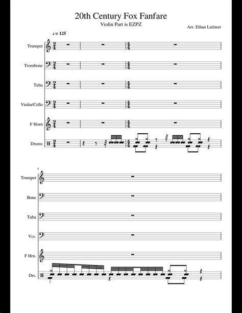 20th Century Fox Fanfare sheet music for Trumpet, Trombone, Tuba ...