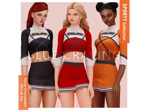 Blue Craving - Kacey Cheerleader Set | Cheerleading, Cheerleading shirts, Sims 4 clothing