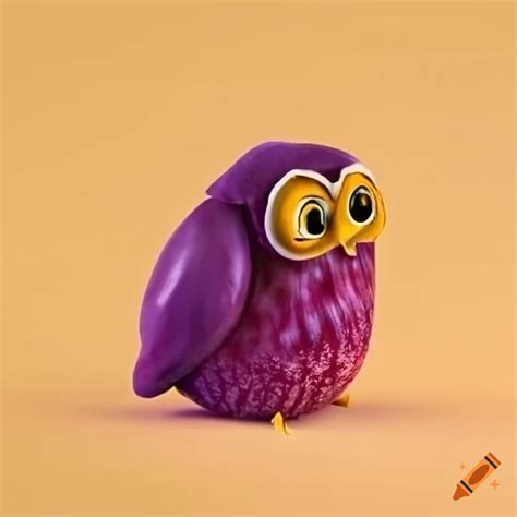 Funny owl shaped like an eggplant