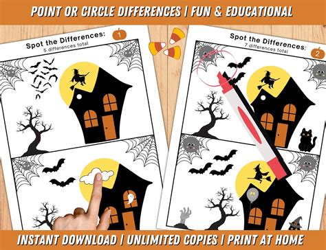 Halloween Printable Spot the Difference Kids Activity - Etsy