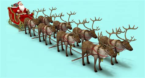 Santa in Sleigh with Reindeers 3D Model $129 - .c4d .obj .fbx - Free3D