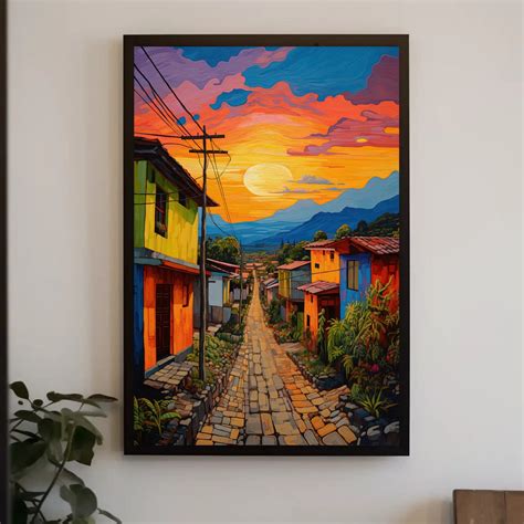 El Salvador Vertical Colorful Painting El Salvador Canvas Art ...