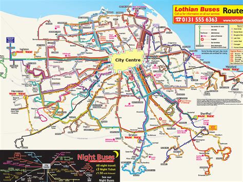 Detailed bus map of Edinburgh city. Edinburgh cityd detailed bus map ...