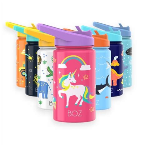 BOZ Kids Insulated Water Bottle with Straw Lid, Stainless Steel Double Wall Water Cup-Unicorn, 1 ...