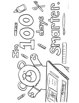 I'm 100 Days Smarter! Coloring Page by No Corner Suns | TpT