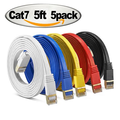 Cat 7 Shielded Ethernet Cable 5 ft 5 Pack ( 10GB ) - Jadaol Fastest ...