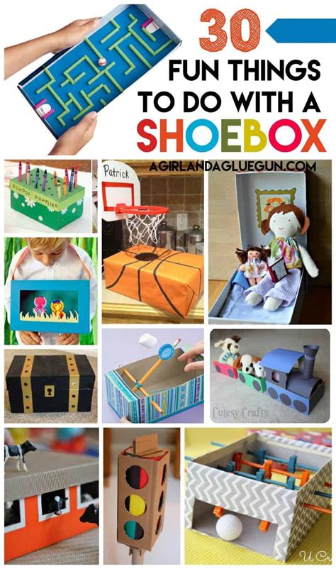 Shoe Box Crafts for Kids - A girl and a glue gun