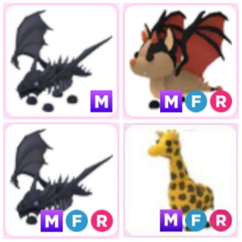 Shadow dragon M No Potion - Bat dragon MFR - Giraffe MFR Adopt me, Video Gaming, Video Games ...