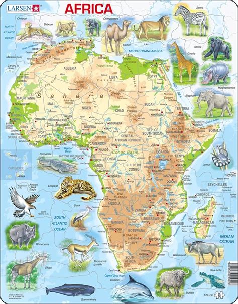 Africa Map with Animals 63 Piece Children's Puzzle - Walmart.com ...