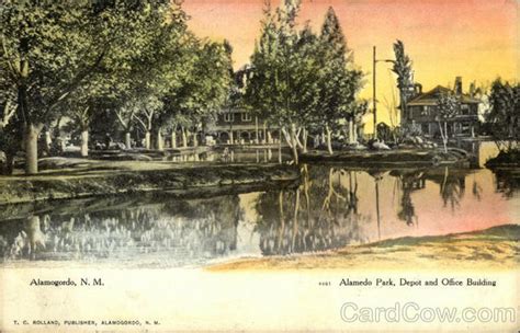 Alamedo Park, Depot and Office Building Alamogordo, NM Postcard