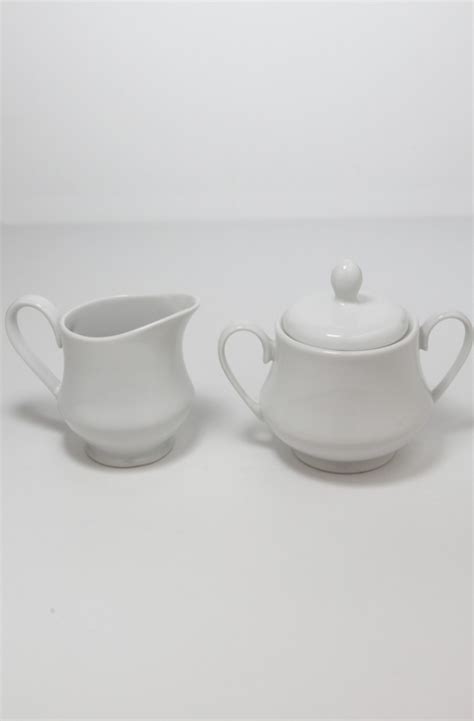 Large White Creamer and Sugar Bowl - A1 Party Rental