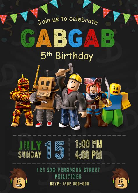 Invitation Card Digital Roblox Roblox Birthday Party Roblox Electronic Invitation Card Roblox ...