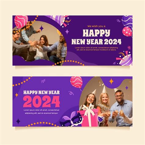 Free Vector | Flat horizontal banner template for new year 2024 celebration