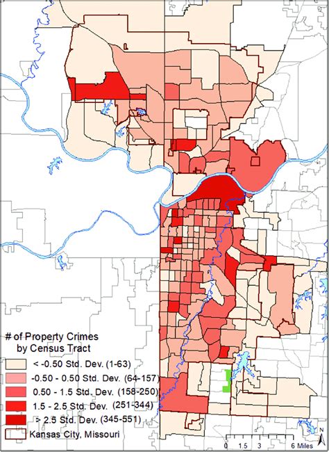 Incidence of property crime in Kansas City, Missouri, 2016. The map was... | Download Scientific ...