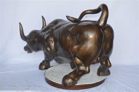 Wall Street Bull Bronze Statue - Size: 21"L x 43"W x 29"H. - NiFAO