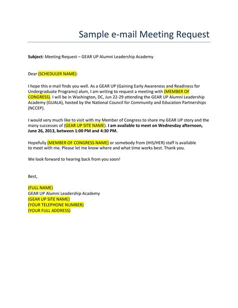 How To Write A Meeting Request Via Email Sample - Printable Form ...