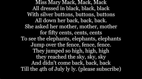 MISS MARY MACK Lyrics Words Children's clapping game Sing Along Music ...