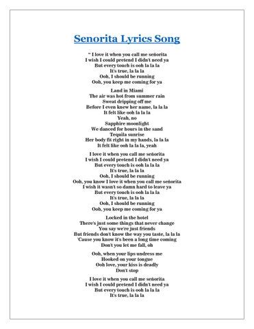 Senorita Lyrics Song Shawn Mendes & Camila Cabello by lyricsbehindsong ...