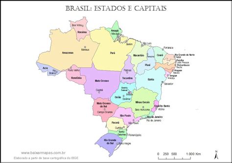 Mapa do Brasil com estados e capitais | Baixar Mapas