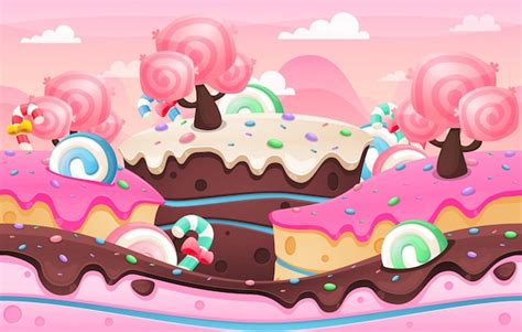 Cake land background | Premium Vector