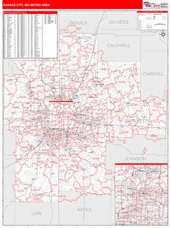 Kansas City Metro Area Wall Map (Red Line Style)