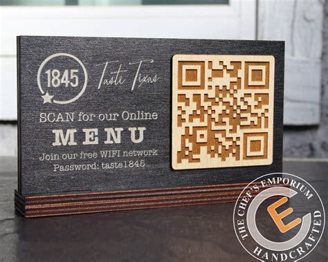 QR Code SIGN Tabletop QR Code Scan for Menu in Black Stained | Etsy Australia
