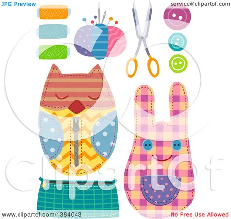 Clipart of Sewing Notions and Crafts - Royalty Free Vector Illustration ...