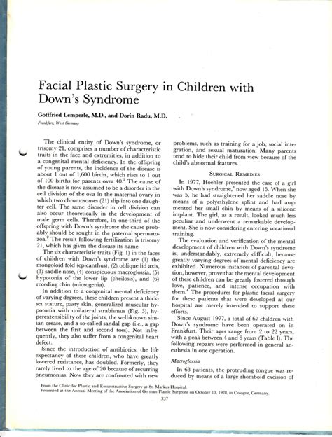 (PDF) Facial plastic surgery in children with Down syndrome