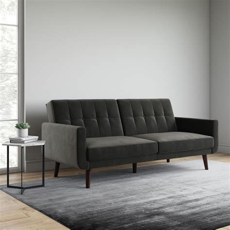 Better Homes and Gardens Nola Modern Futon, Gray Velvet - Walmart.com ...