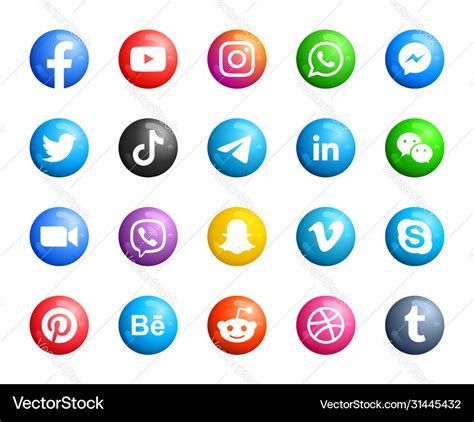 Round Social Media Icons Vector