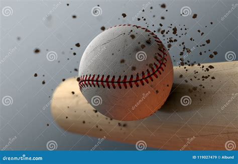 Baseball Striking Bat in Slow Motion Stock Illustration - Illustration ...