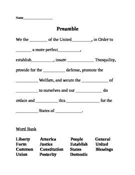 Preamble Test by Erica Bruner | TPT