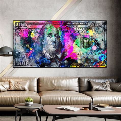 100 Dollars Bill Wall Art Canvas Print Office Decor Money Pop | Etsy