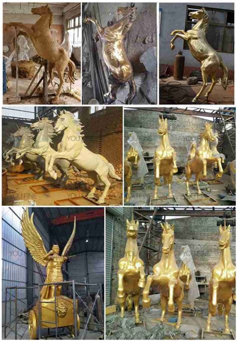 Large Ancient Bronze Horse Chariot Statue with Angel for Sale BOKK-848 - YouFine