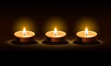 Three candles in a dark black background for serenity, vector ...