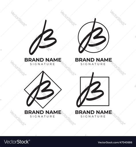 Stylish letter b signature handwriting logo Vector Image