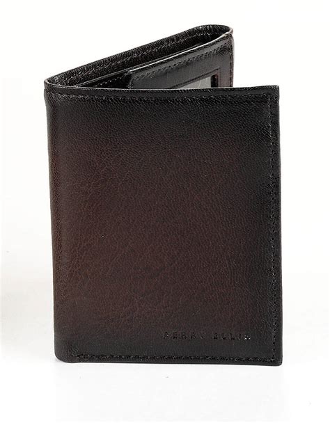 Perry Ellis Leather Slim Trifold Wallet in Brown for Men | Lyst