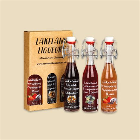 Three miniature bottles of Rum Liqueurs in presentation box – Lakeland ...