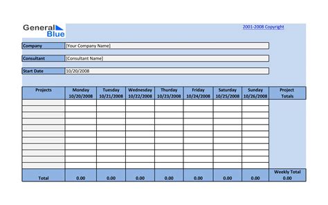 Project Timesheet Template