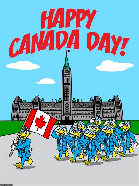 Happy Canada Day Ducks Parade Cartoon Graphic - JattDiSite.com