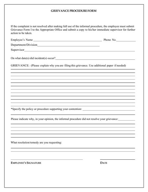 Grievance Procedure Form - Fill Out, Sign Online and Download PDF | Templateroller