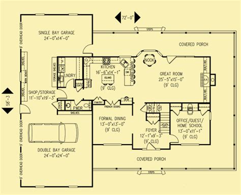 Wrap Around Porch House Plans For a 4 Bedroom Country Home