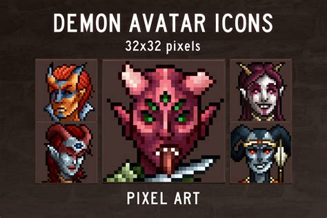 Demon Avatar 32x32 Icons Pixel Art Pack - CraftPix.net