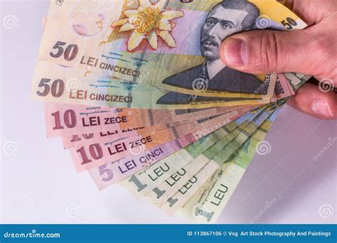 Romanian Leu Banknotes, Close-up On White Background Stock Photo - Image of note, bank: 113867106