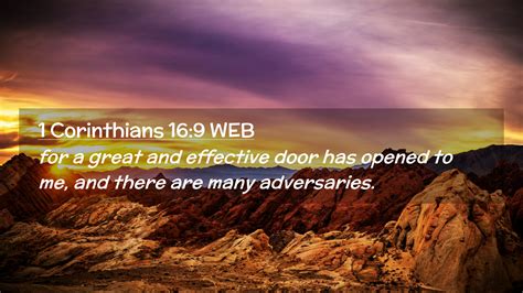 1 Corinthians 16:9 WEB Desktop Wallpaper - for a great and effective door has opened to me,