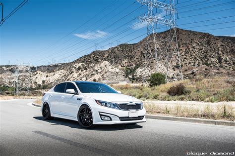 Nice White Kia Optima Sits Well on Matte Black Blaque Diamond Rims ...