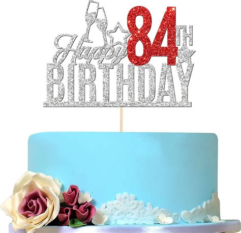 Happy 84th Birthday Cake Topper - Eighty four-year-old Cake Topper, 84th Birthday Cake ...