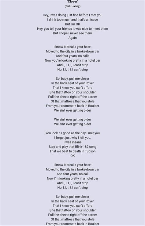 Closer (Chainsmokers) | Pretty lyrics, Song lyrics and chords, Great song lyrics