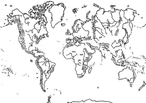 Mountains World Map Coloring Page : Kids Play Color