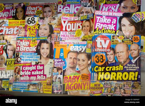 Gossip celebrity TV women's interest magazines mags on shelf in Stock ...